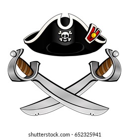 Pirate hat and sabers.