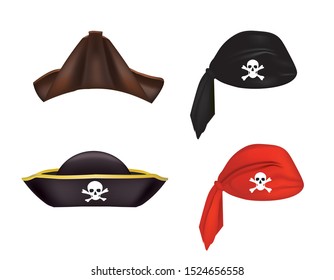 Pirate hat set. vector illustration