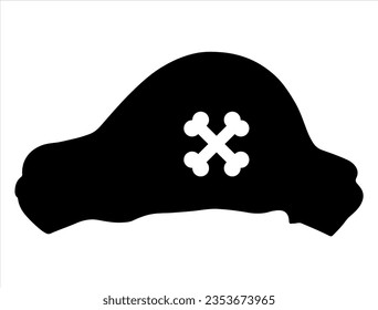 Pirate hat silhouette vector art white background