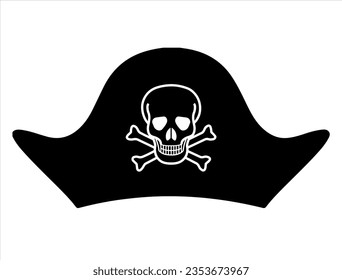 Pirate hat silhouette vector art white background