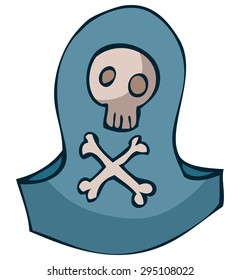 Pirate Hat with Skull and Bones Sign, Vector Illustration.