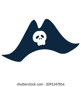 Pirate hat with skull costume cartoon doodle, Kids birthday party photo prop, captain character illustration