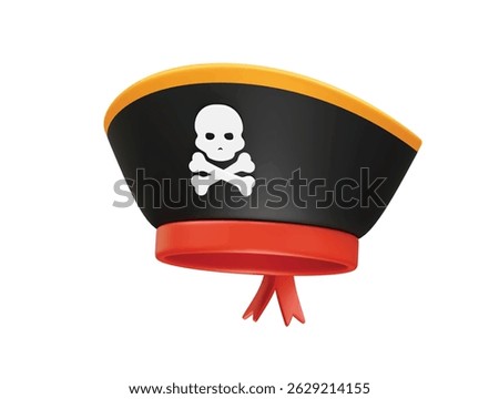 pirate hat with skull and crossbones icon illustration 3d. Pirate hat icon 3d
