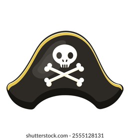 Pirate hat with skull and crossbones on a white background. Vector illustration