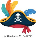 Pirate hat with skull and crossbones vector illustration