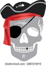 diseño de vector de cráneo de sombrero pirata