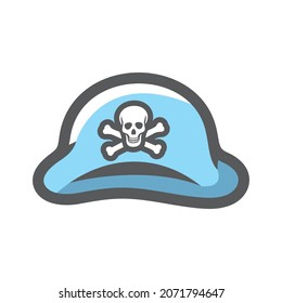 Pirate hat with skull Vector icon Cartoon illustration.