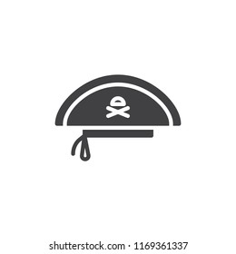 Pirate hat vector icon. filled flat sign for mobile concept and web design. Costume party simple solid icon. Symbol, logo illustration. Pixel perfect vector graphics