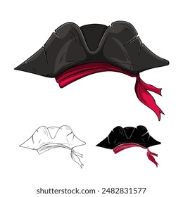 Pirate hat. Vector illustration isolated on white