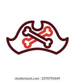 Pirate Hat Vector Thick Line Two Color Icons For Personal And Commercial Use.
