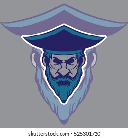 pirate head with beard blue