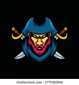ilustración vectorial de diseño de cabeza pirata