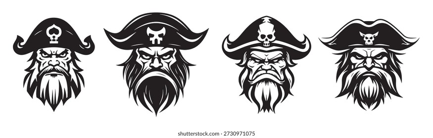 Cabeza de pirata con ilustración de diseño de logotipo de emblema de marinero