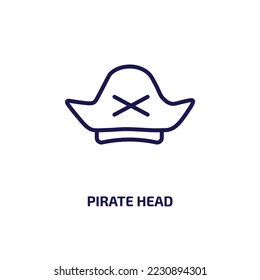 icono de la cabeza pirata de la colección de personas. Cabeza de pirata lineal delgada, pirata, icono de contorno de cabeza aislado en fondo blanco. Señal de cabeza pirata vector de línea, símbolo para web y móvil