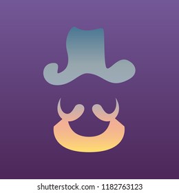 Pirate head icon. Vector. Evening gradient icon at violet background.
