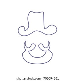 Pirate head icon. Vector. Violet linear icon on white background. Isolated.