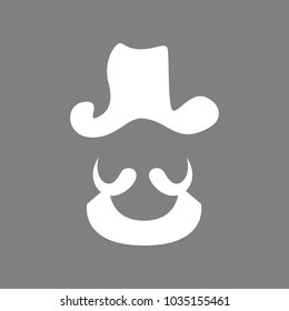 Pirate head icon. Vector. White icon on medium gray background. Isolated.