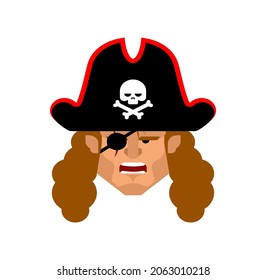 Pirate head isolated. Filibuster face. vector illustration