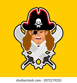 Pirate head logo. Sign Filibuster face. vector illustration