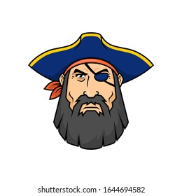 Pirate head mascot, vector illustration

