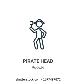Pirate head outline vector icon. Thin line black pirate head icon, flat vector simple element illustration from editable people concept isolated stroke on white background