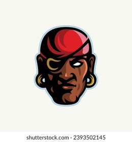 Pirate head retro illustration mascot