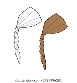 Pirate head scarf design technical flat sketch vector mockup template.