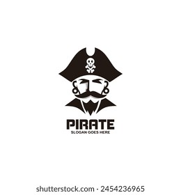 Pirate head silhouette logo vector