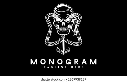Pirate head skull logo abstract monogram vector