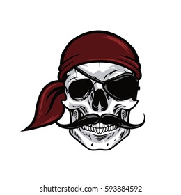 Pirate Head Skull Mascot Vector Design Illustration