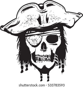Pirate head skull outline/ Editable Eps10.
