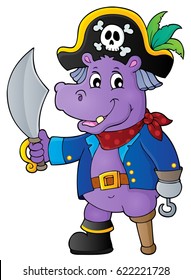 Pirate hippo Thema 1 - eps10 Vektorgrafik.