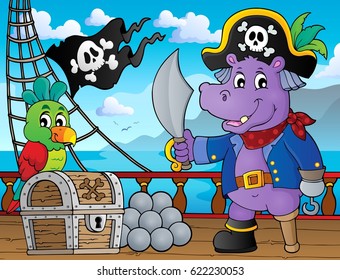 Pirate hippo theme 3 - eps10 vector illustration.