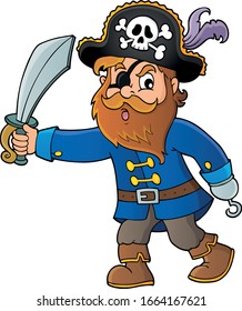 Pirate hält Säbelthema 1 - eps10 Vektorillustration Illustration.