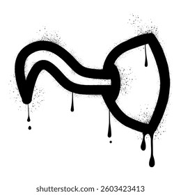 Pirate hook with black spray paint graffiti
