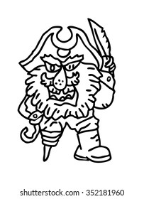 Pirate with hook cartoon