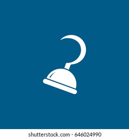 Pirate Hook Flat Icon On Blue Background