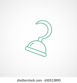 Pirate Hook Green Line Icon On White Background