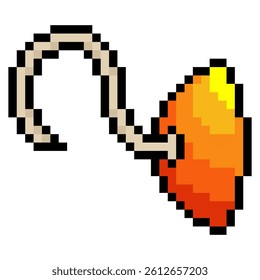 Pirate hook with pixel art isolated on white background