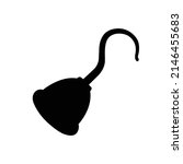 Pirate Hook Silhouette. Black and White Icon Design Element on Isolated White Background