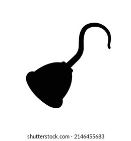 Silhouette Pirate Hook. Elemento de diseño de iconos blancos y negros sobre fondo blanco aislado