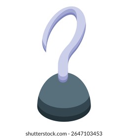 Pirate hook standing on a round base is a symbol of marine robbery and adventures