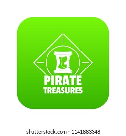 Pirate icon green vector isolated on white background