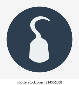 Pirate icon, hook. Flat design style modern vector illustration. Isolated on  background. Elements in flat design.