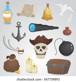Pirate icon isolated on neutral background. Vector art.