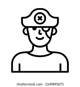Pirate Icon. Line Art Style Design Isolated On White Background