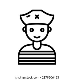 Pirate Icon. Line Art Style Design Isolated On White Background