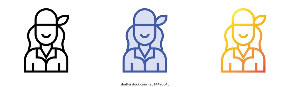 pirate icon. Linear, Blue Fill and Gradient Style Design Isolated On White Background