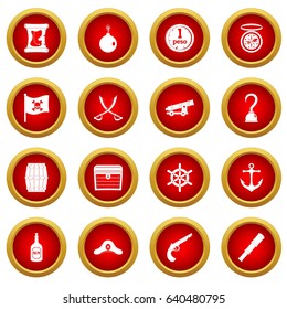 Pirate icon red circle set isolated on white background