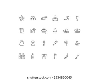 Conjunto de iconos pirata, diseño, Ilustración vectorial